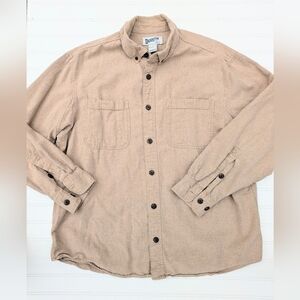 Duluth Trading Company Relaxed Fit Tan Cotton Flannel Shirt